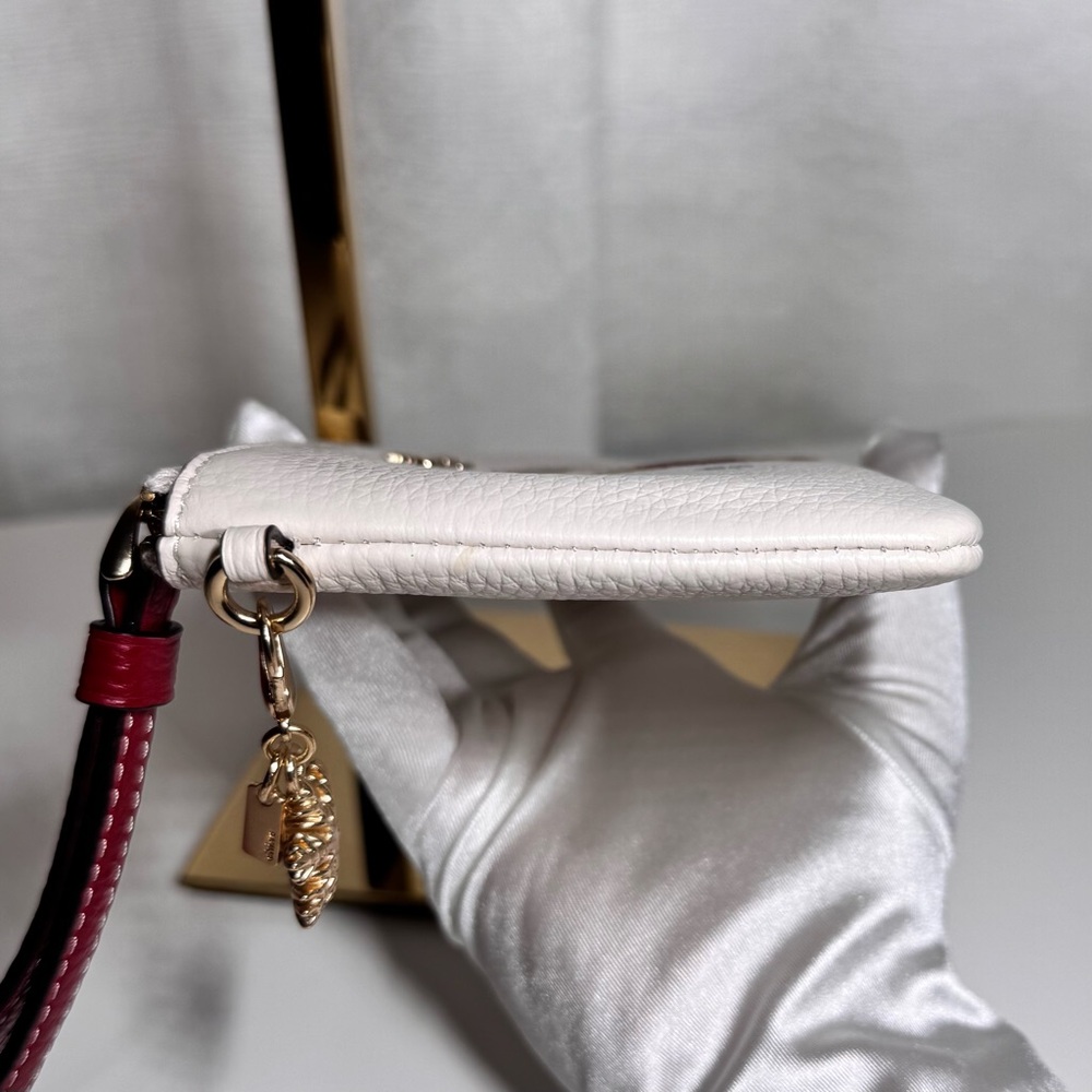 Coach Snowflake Bear Corner Zip Wristlet Wallet - Picture 5 of 9